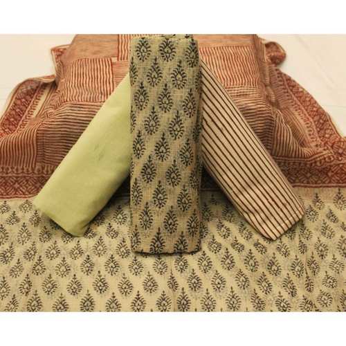 Shalvi Hand Block Printed Premium Kota Doriya 4 piece Suit Material (4PKD12) - ShalviFashion