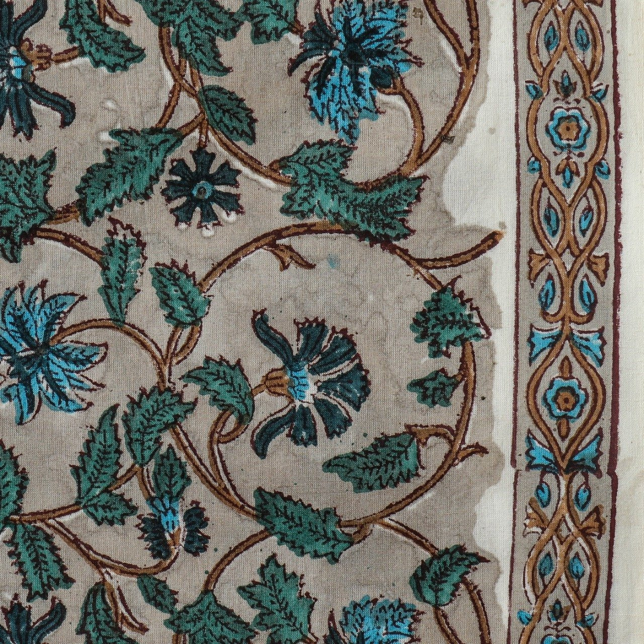 Shop Unstitched Block Print Pure Cotton Suit Material with Kota Doria Dupatta