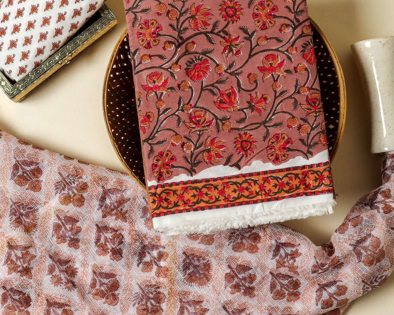 shop cotton suit with kota doria dupatta