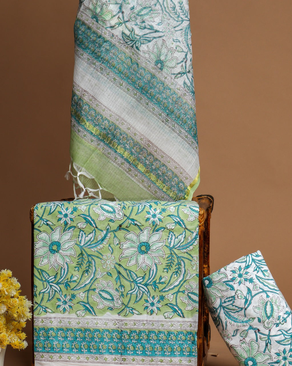 Shop block print cotton suit sets (3CKD502)