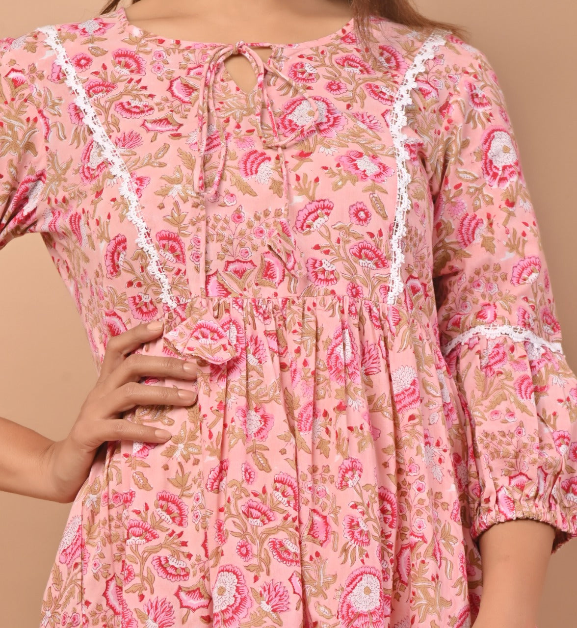 Shop hand block printed flare cotton dresses (CRD04)