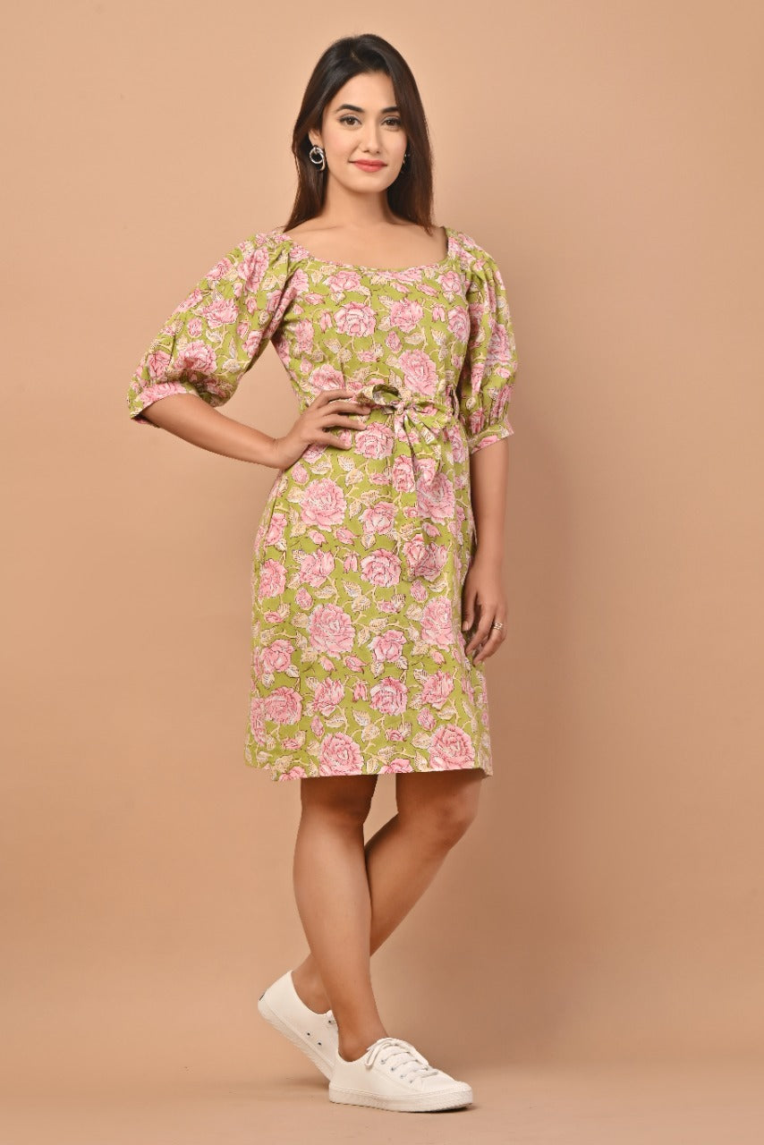 Shop hand block print cotton dresses in jaipur (CRD07)