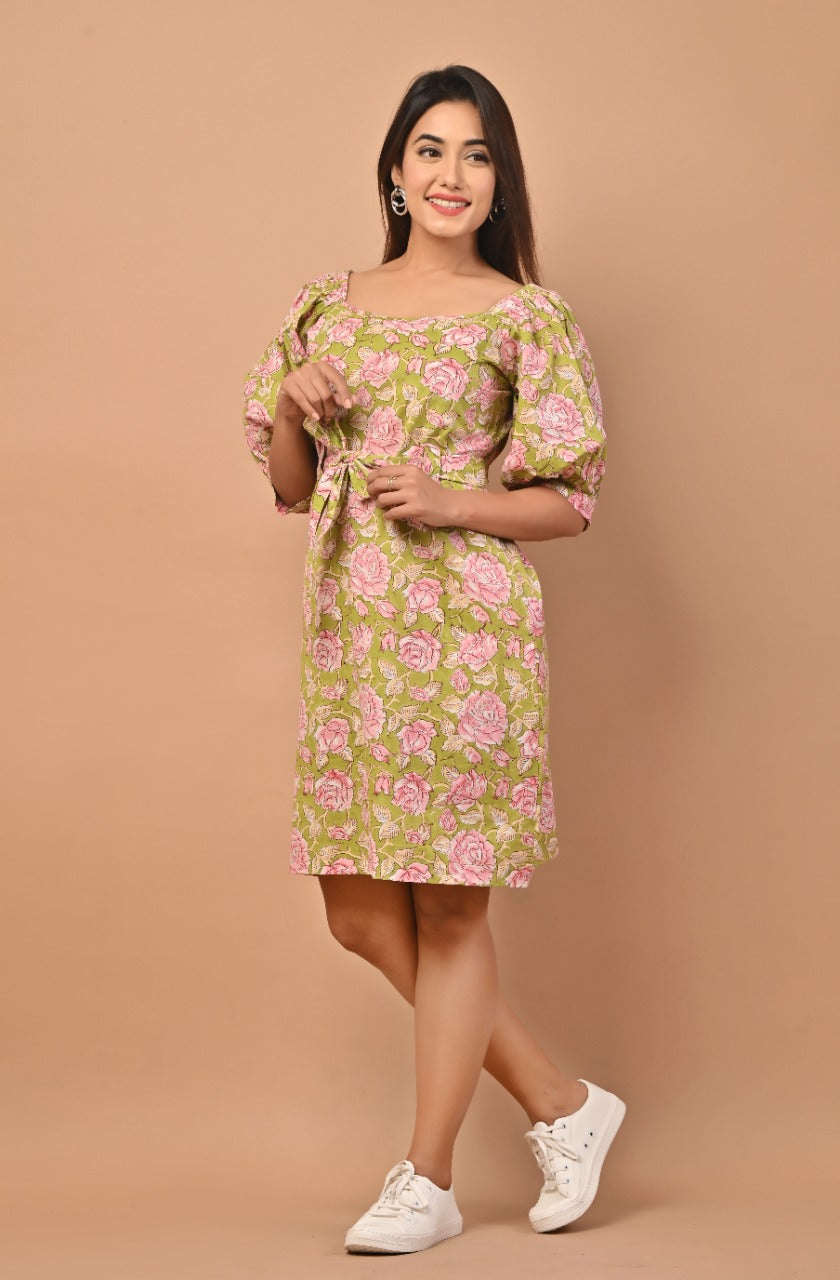 Shop hand block print cotton dresses in jaipur (CRD07)