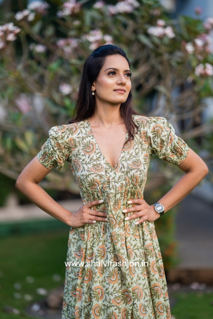 Shop traditional hand block print dresses (CRD14)