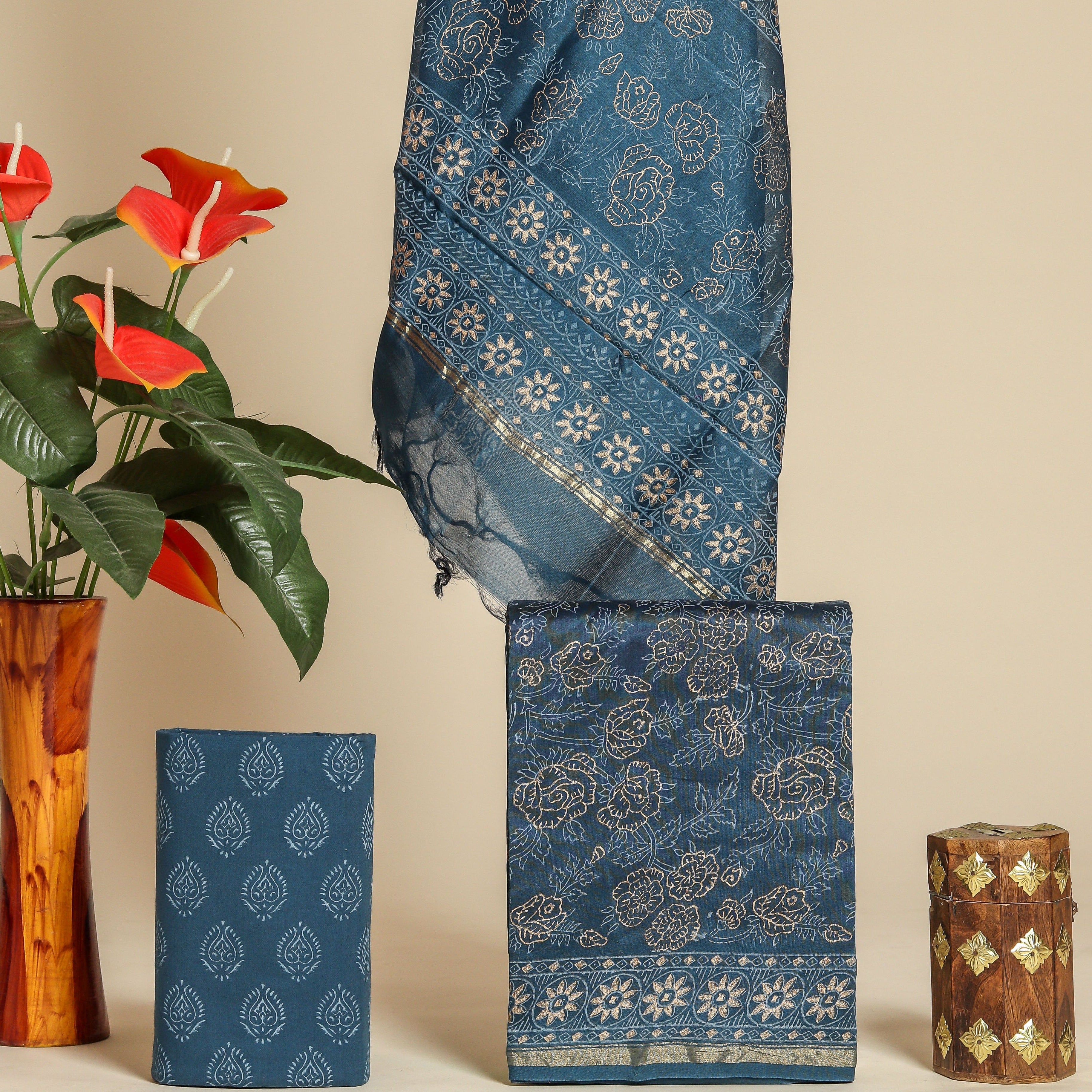 Designer Chanderi Silk Suit Set