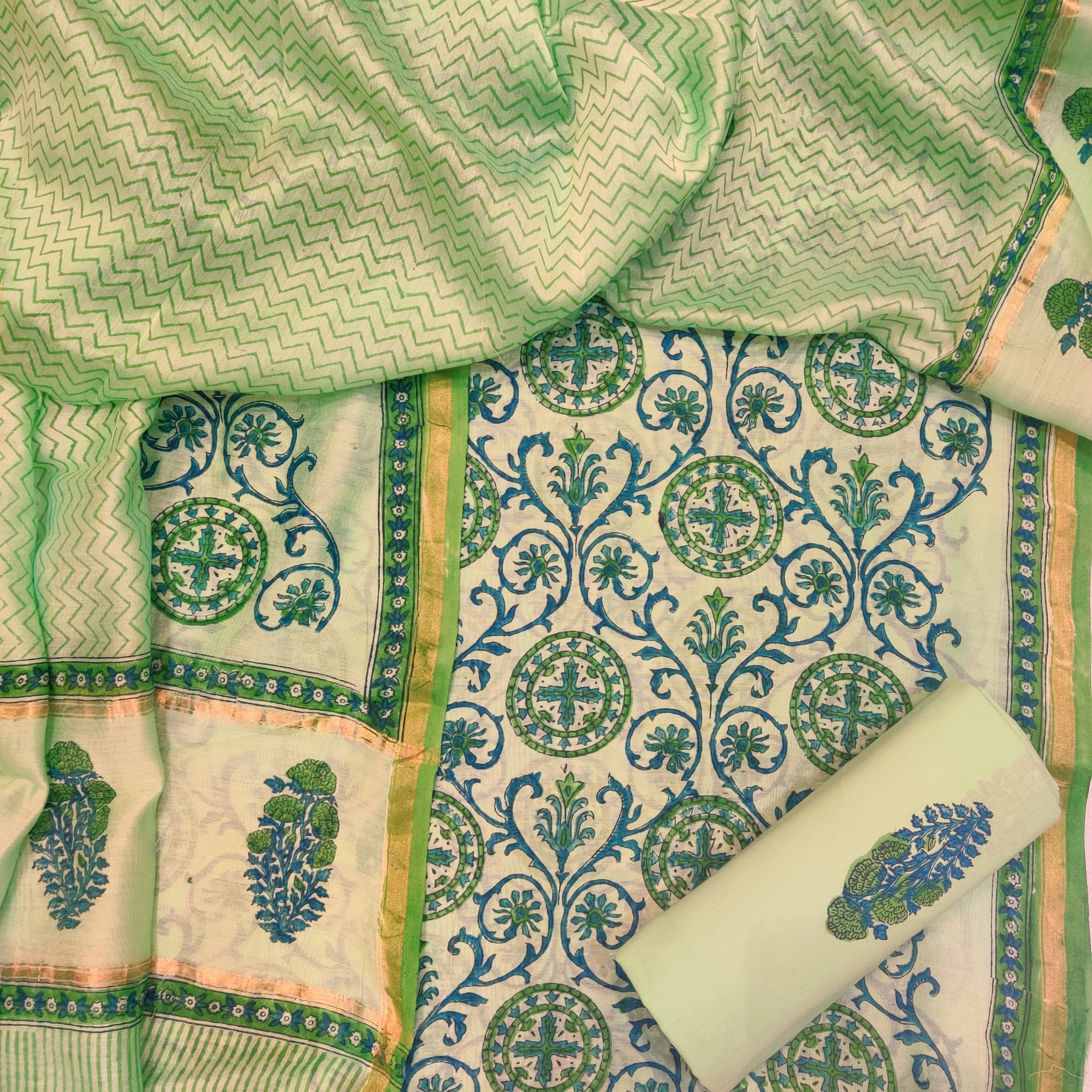 Classic Chanderi Suits with Chanderi Silk Dupatta (CHA205) - ShalviFashion