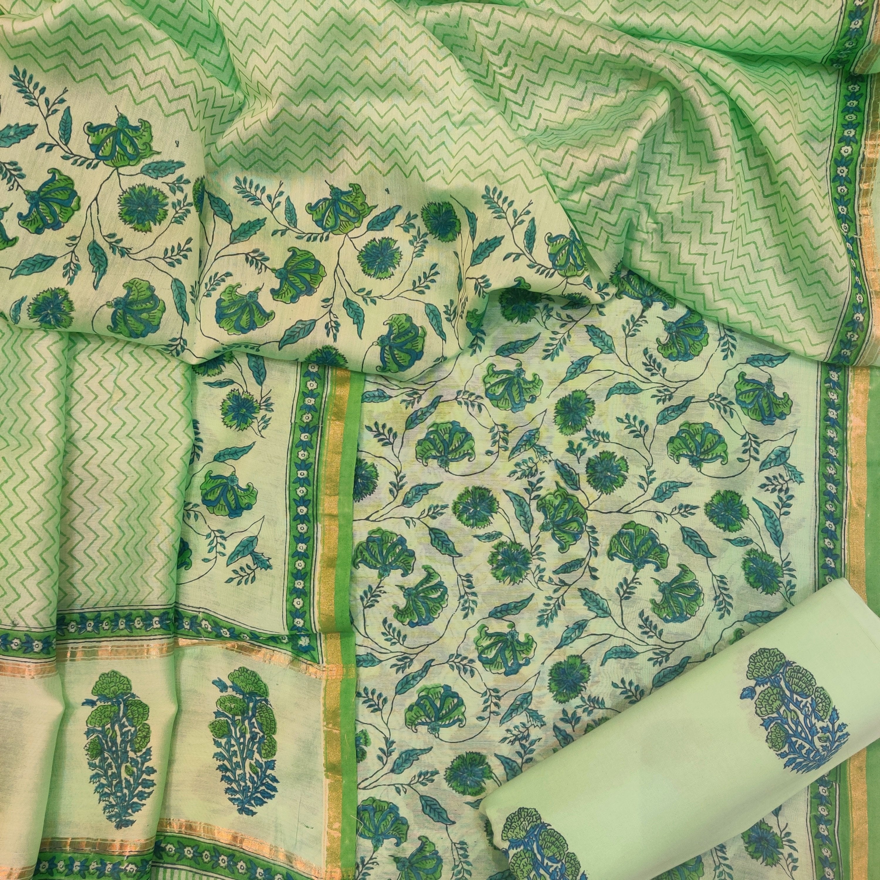 Classic Chanderi Suits with Chanderi Silk Dupatta (CHA207) - ShalviFashion