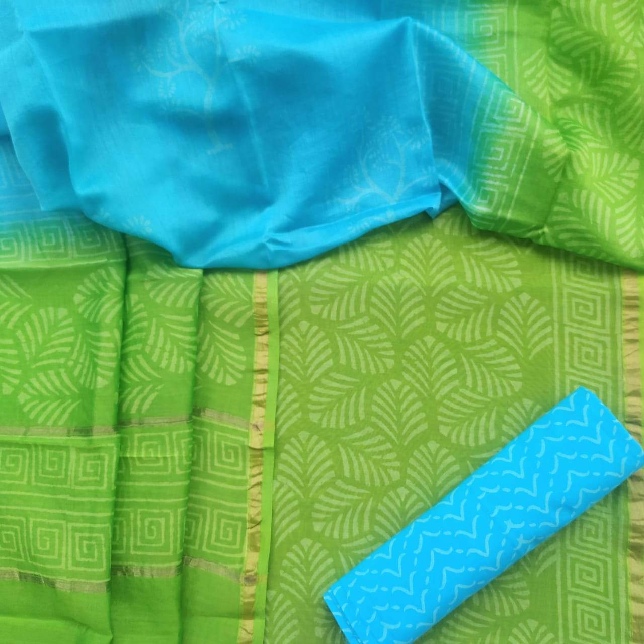 Alluring Discharge Print Chanderi suits(CHA21) - ShalviFashion