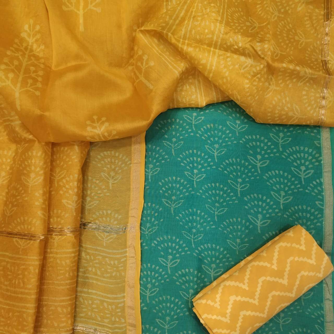 Chanderi Silk Suit with Chanderi Silk Dupatta (CHA221) - ShalviFashion