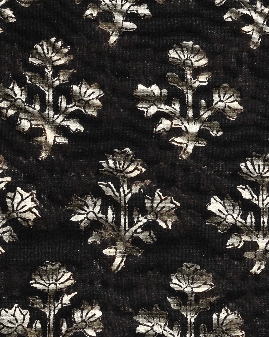 Elegant Black Floral Print Chanderi Suit with Chanderi Dupatta (CHA233) - ShalviFashion