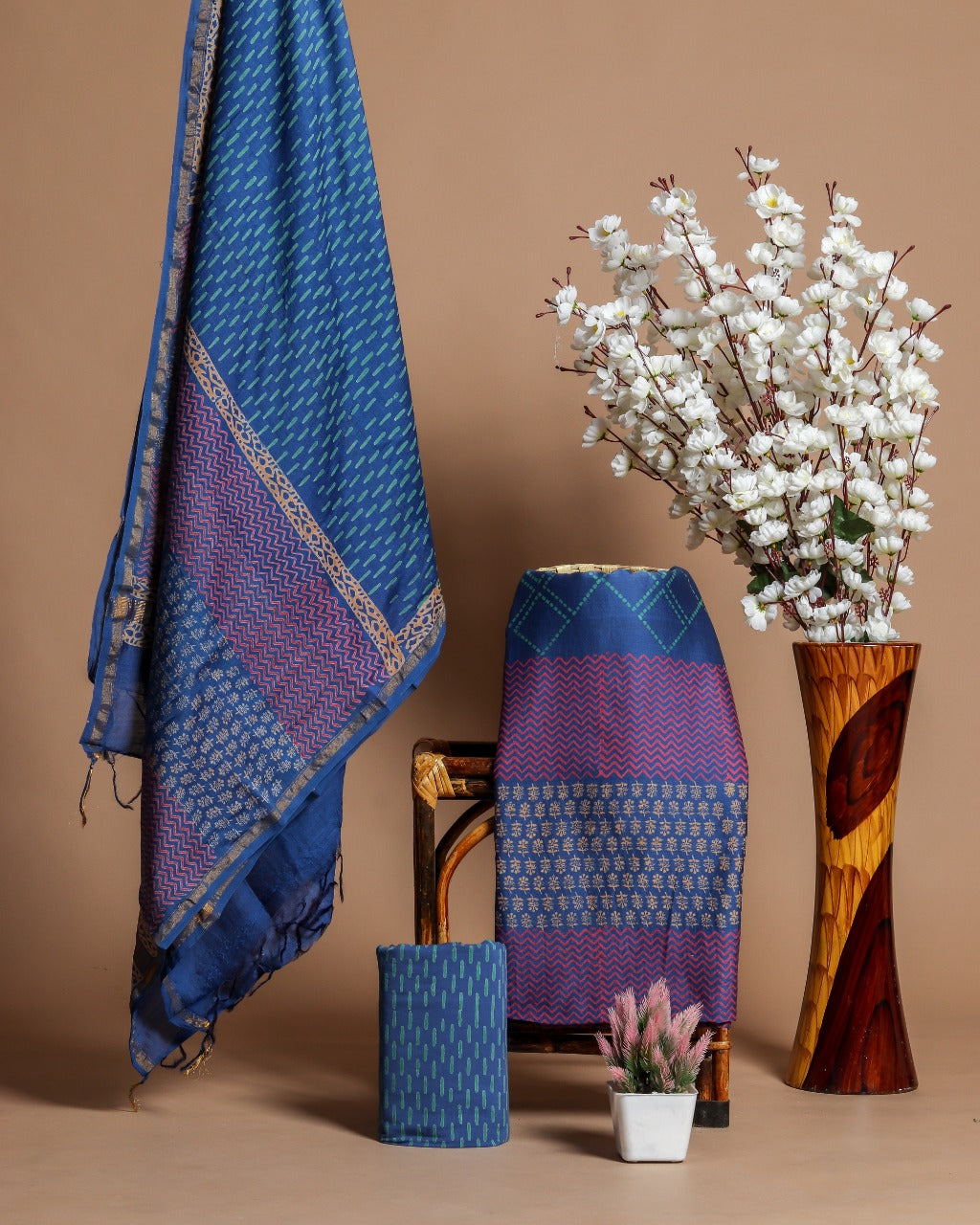 Premium Chanderi Dress Material with Chanderi Silk Dupatta (CHA286) - ShalviFashion