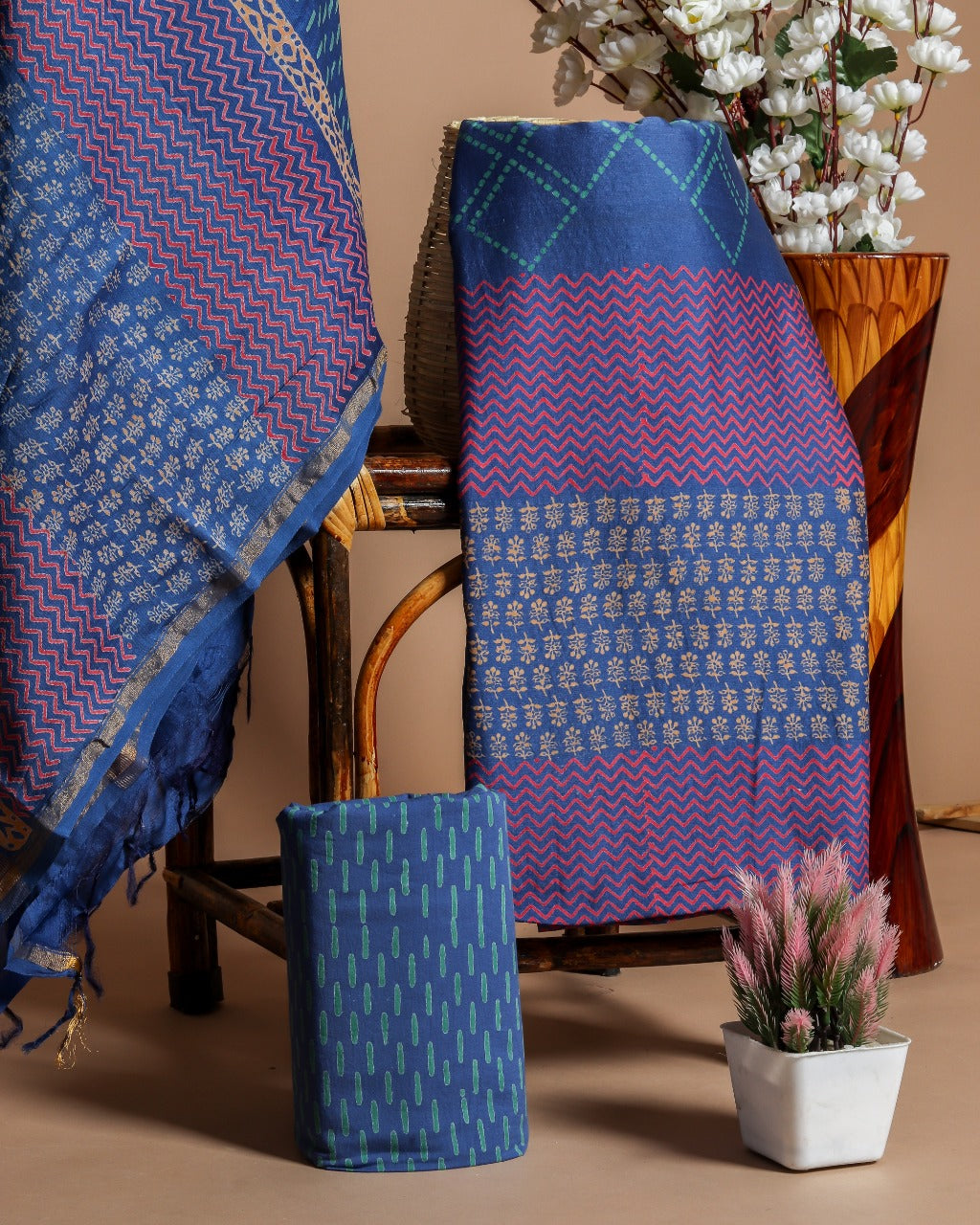 Premium Chanderi Dress Material with Chanderi Silk Dupatta (CHA286) - ShalviFashion