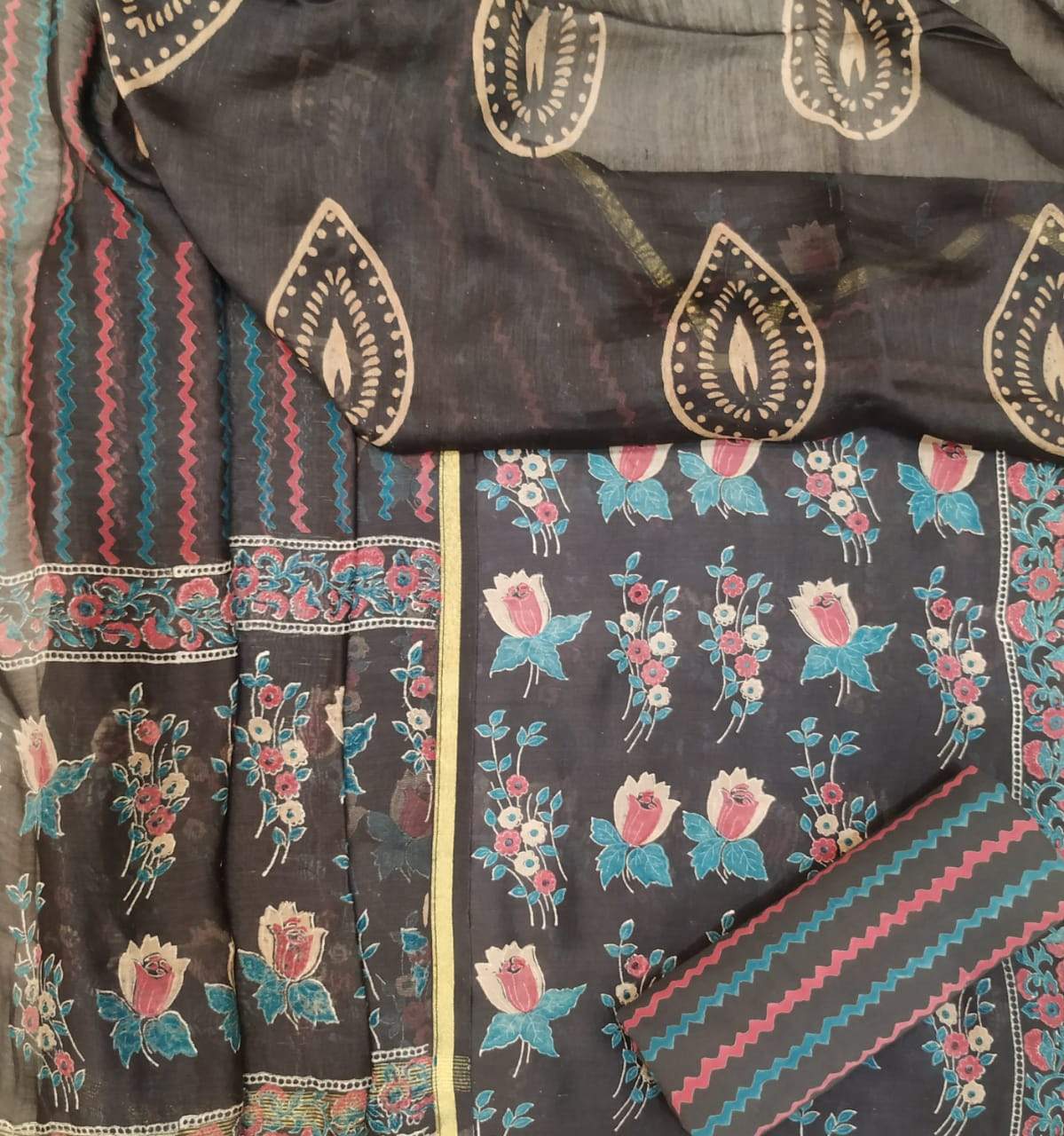 Premium Chanderi Suit Material with Chanderi Silk Dupatta (CHA301) - ShalviFashion