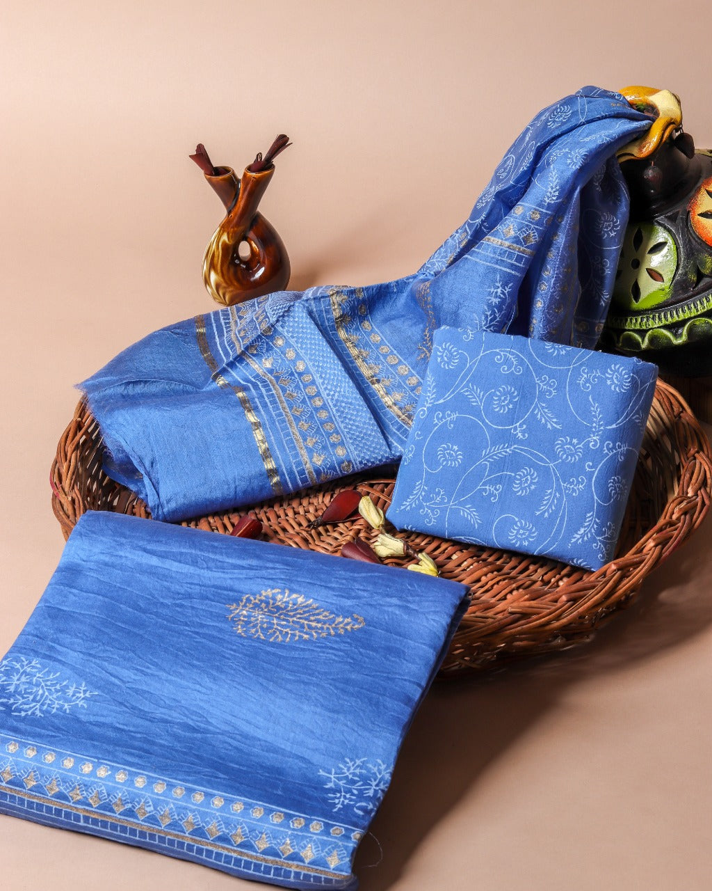Designer Buta Print Chanderi Silk Suit set (CHA315) - ShalviFashion