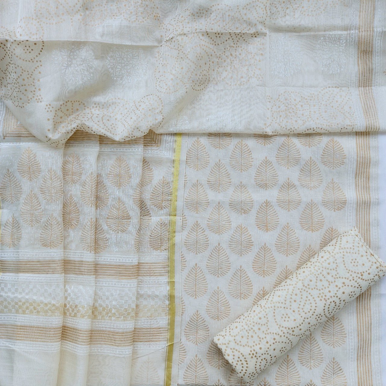 Exclusive Block Print Chanderi Silk Suit set (CHA325) - ShalviFashion