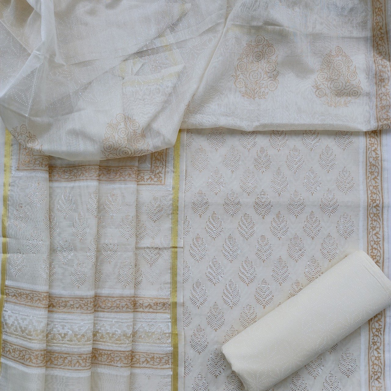 Elegant Print Chanderi Silk Suit set (CHA326) - ShalviFashion