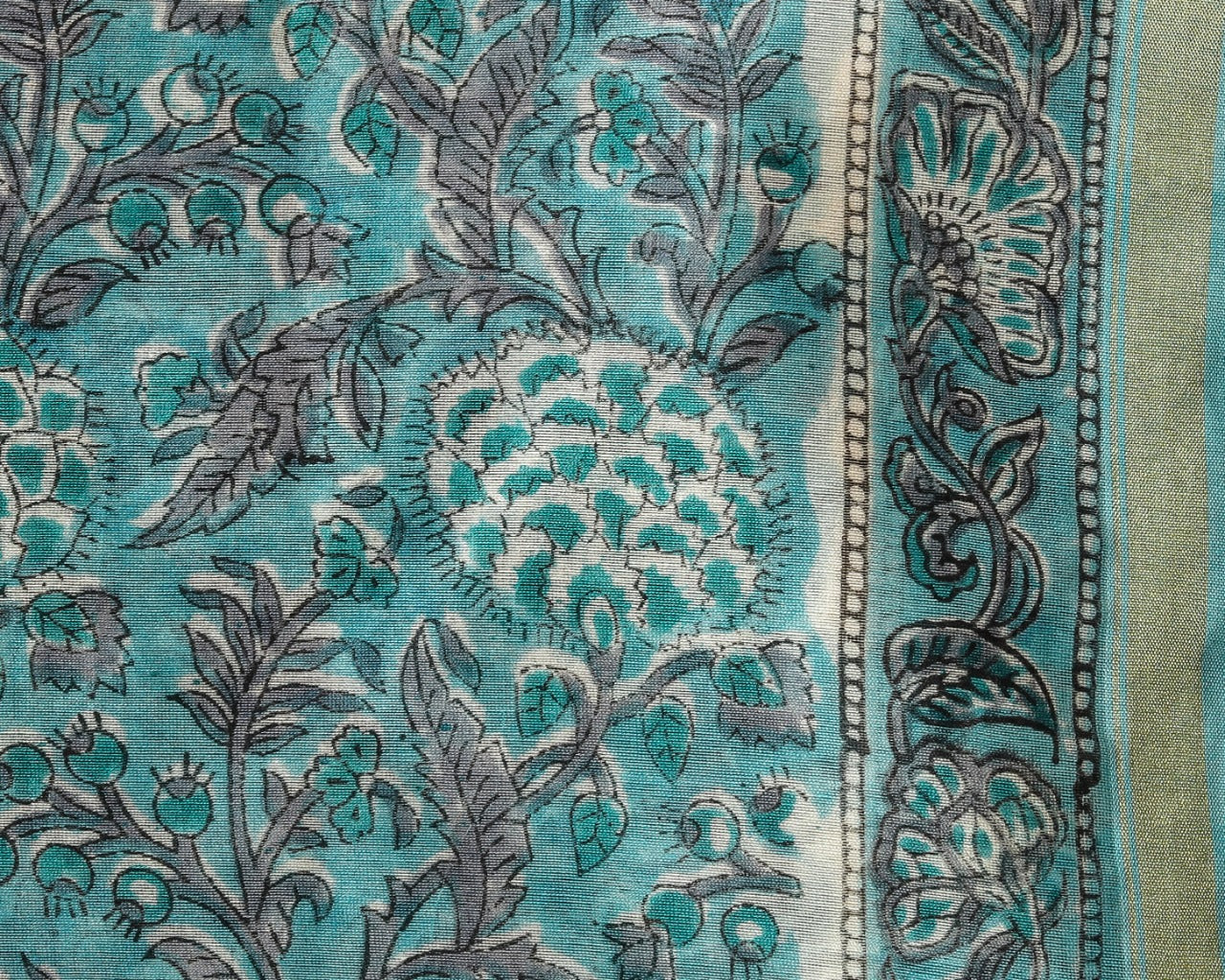 Traditional Hand Block Floral Jaal Print Chanderi Silk Suit Set (CHA389)