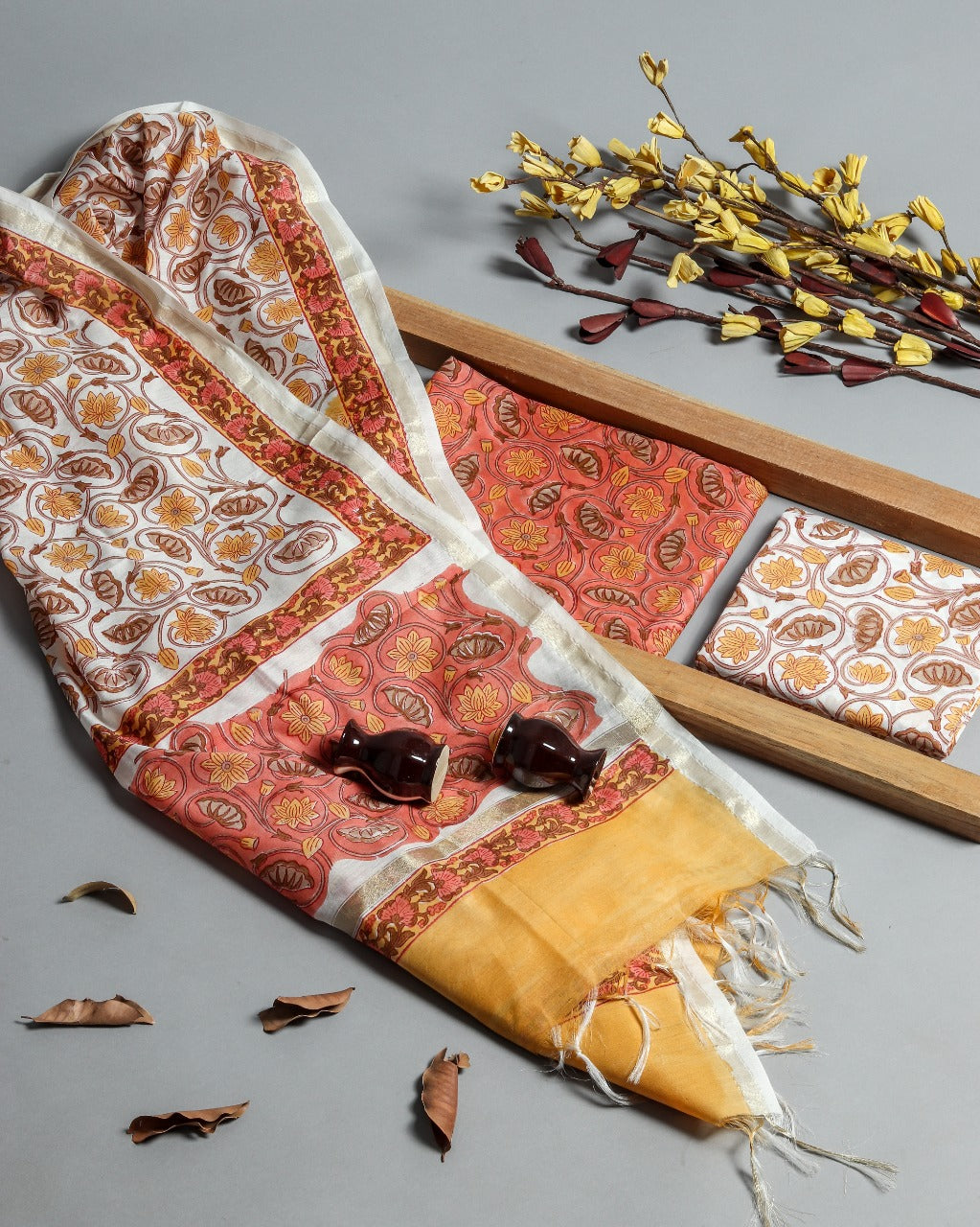 Shop Unstitched Chanderi Silk Suit Sets with Premium Chanderi Dupatta (CHA416)