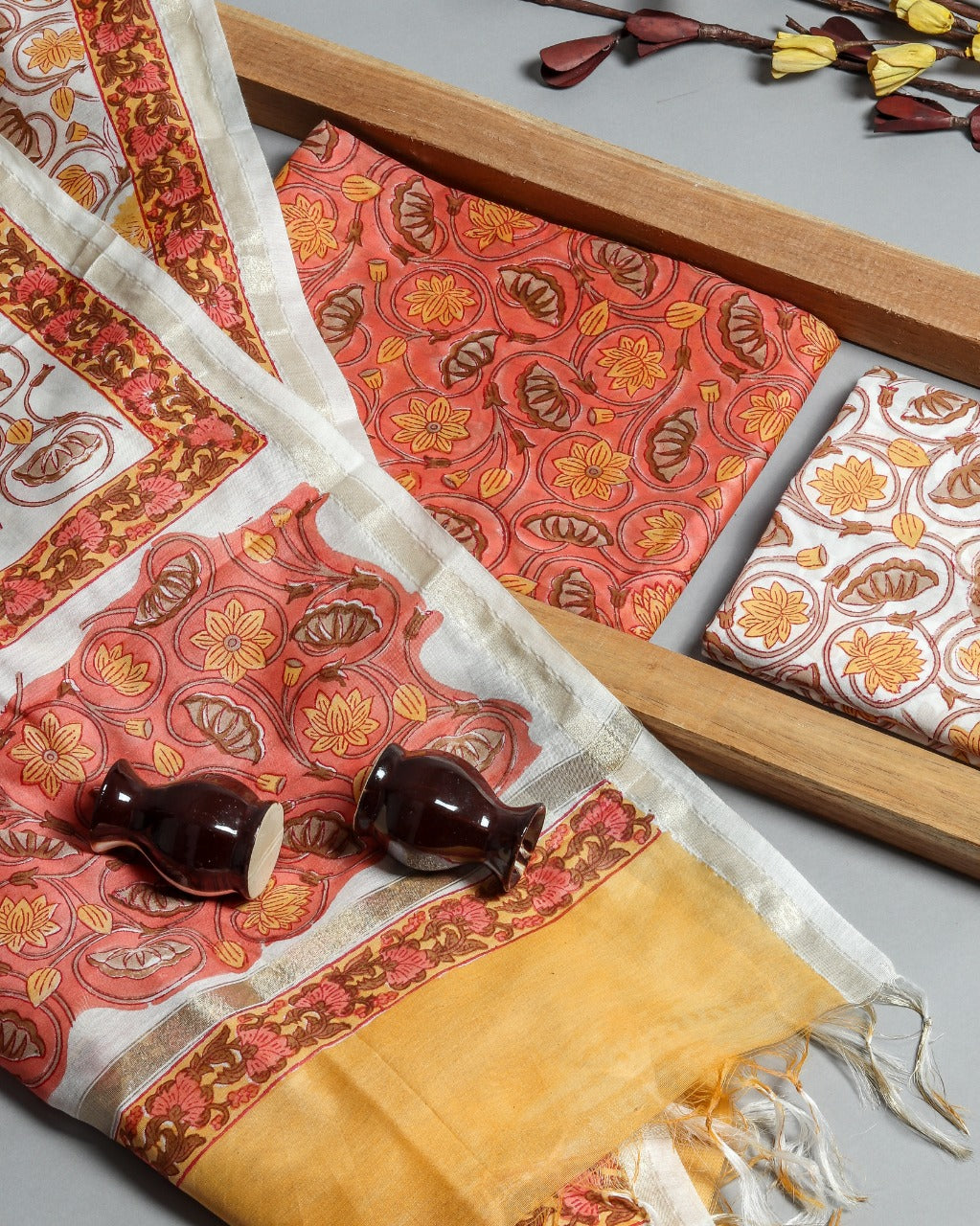 Shop Unstitched Chanderi Silk Suit Sets with Premium Chanderi Dupatta (CHA416)
