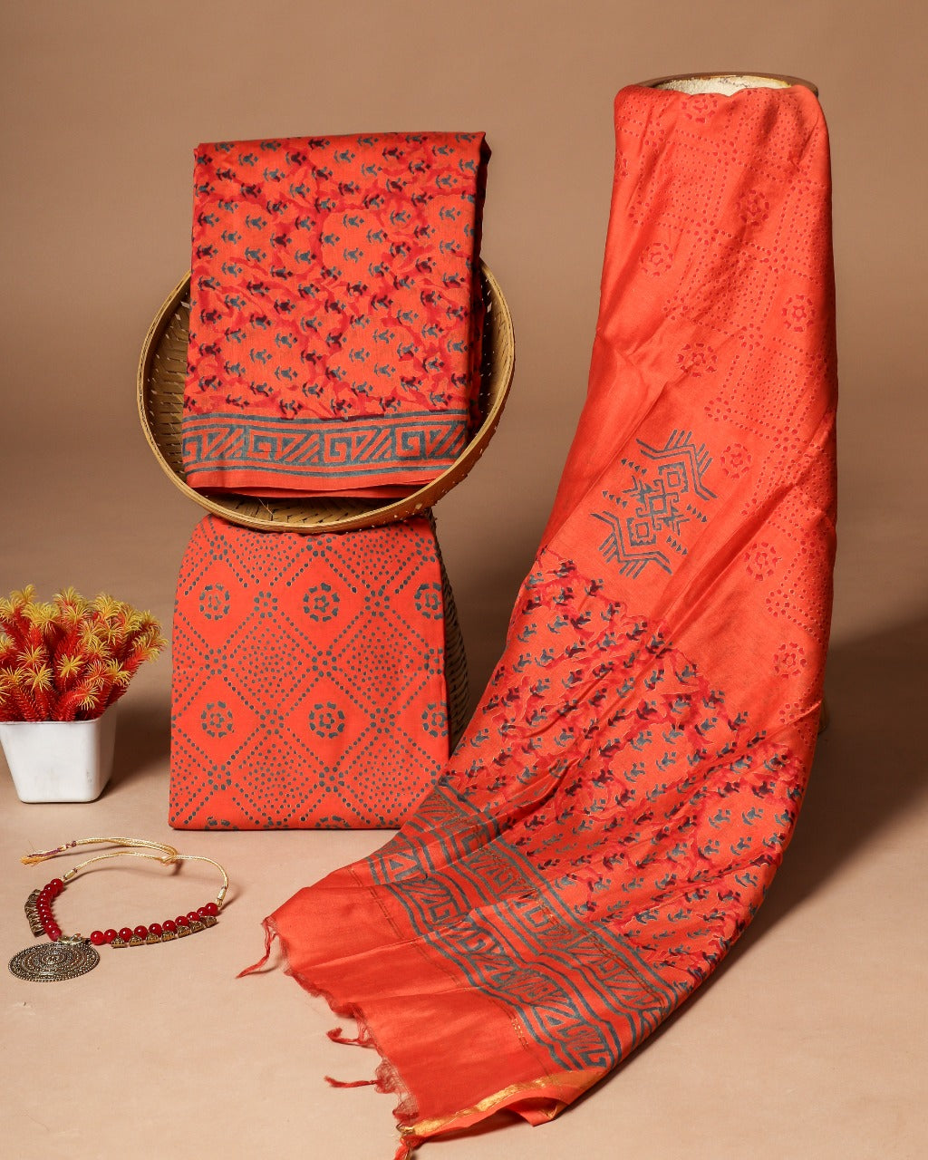 shop chanderi silk suit set (CHA46)