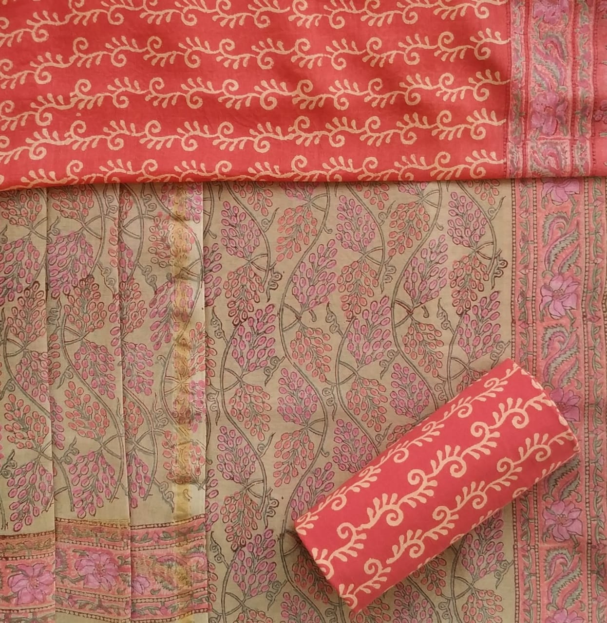 Exclusive Hand Block Print Chanderi Silk Suit Set (CHA470)