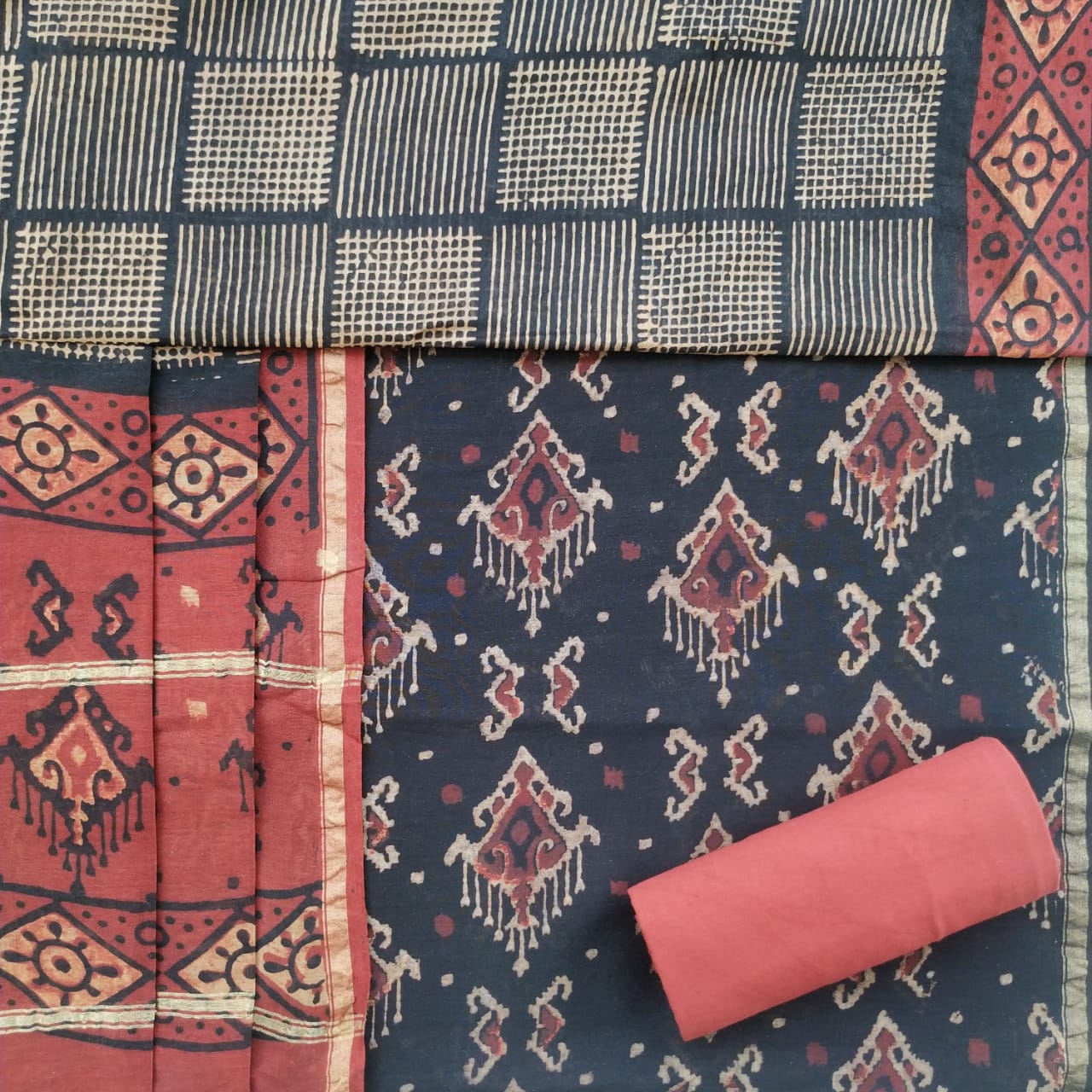 shop unstitched chanderi silk suit sets online
