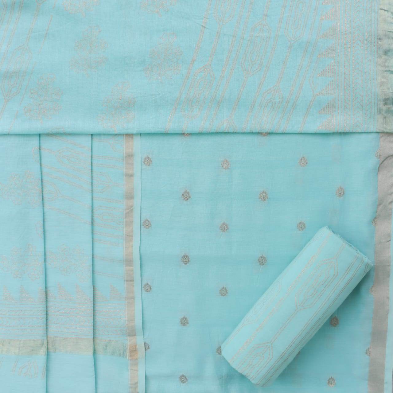 shop unstitched chanderi silk suit sets online