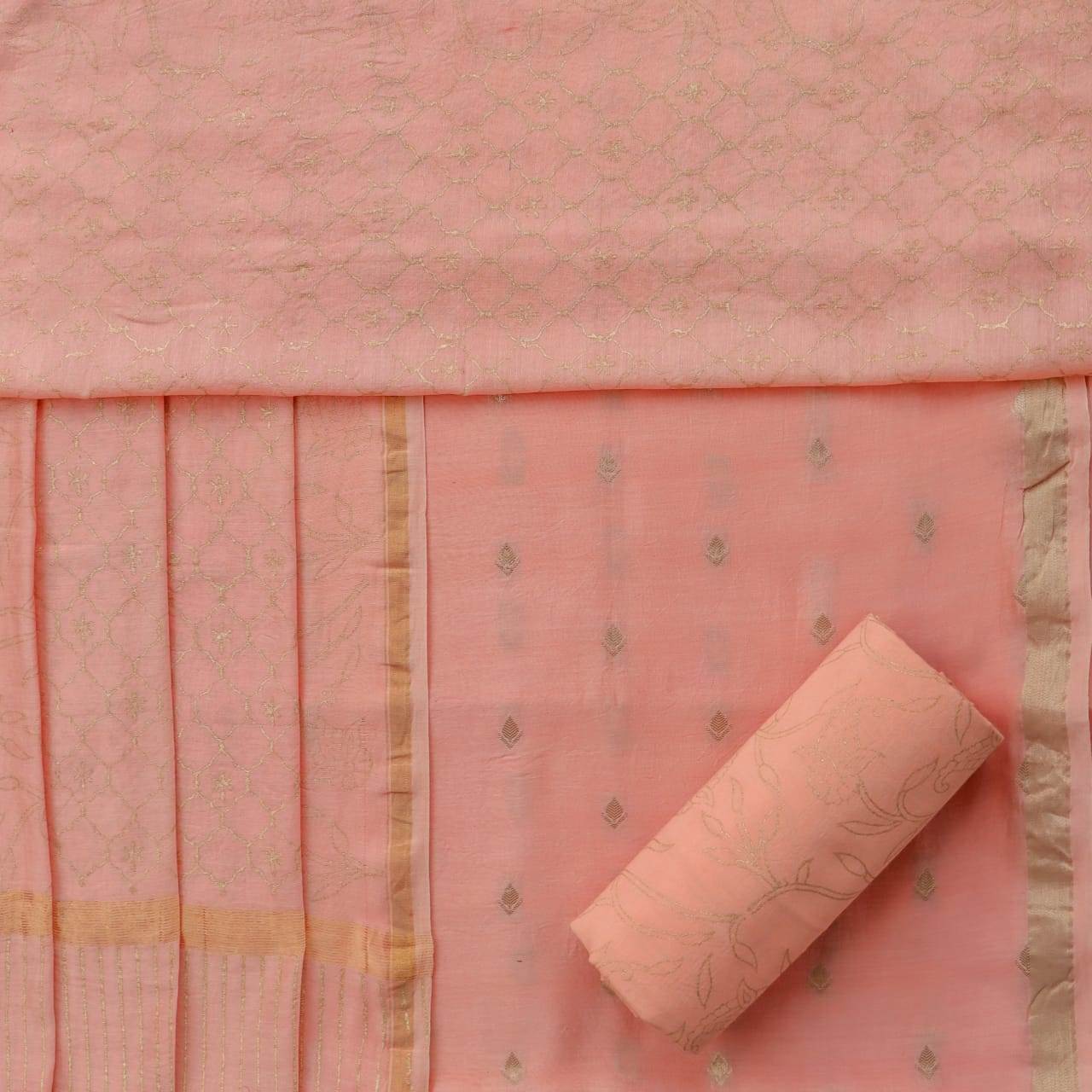 shop unstitched chanderi silk suit sets online