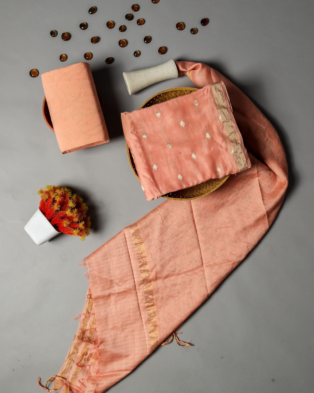 shop unstitched chanderi silk suit sets online