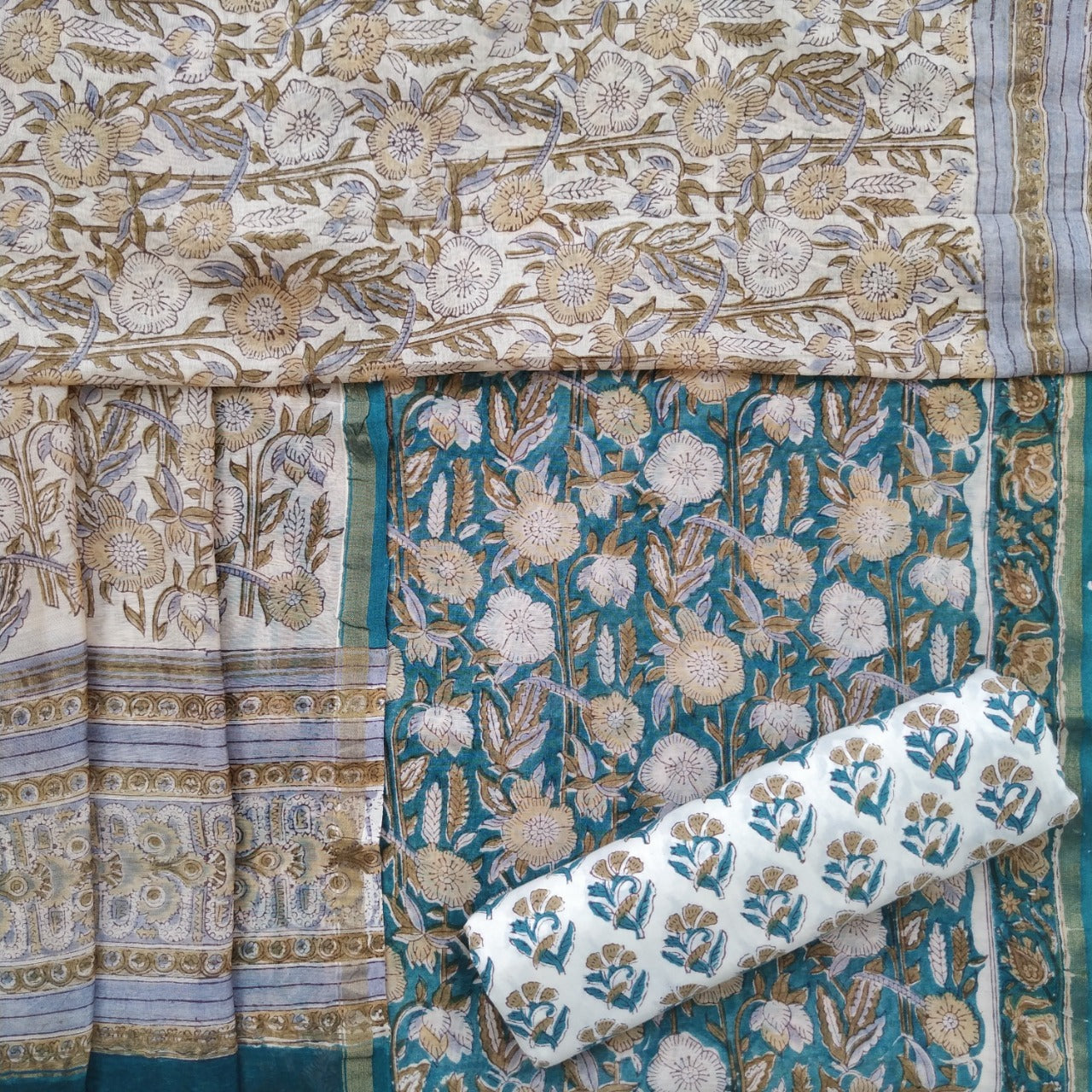 shop chanderi silk suit set online