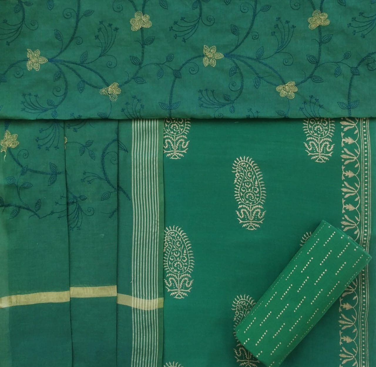 Shop unstitched chanderi silk suit sets (CHA599)