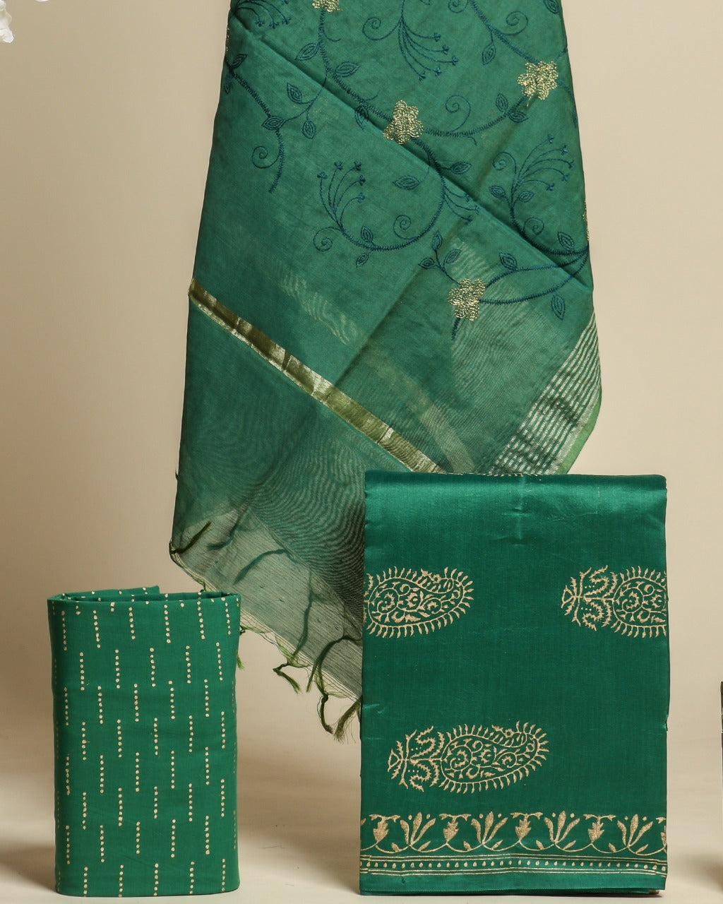 Shop unstitched chanderi silk suit sets (CHA599)