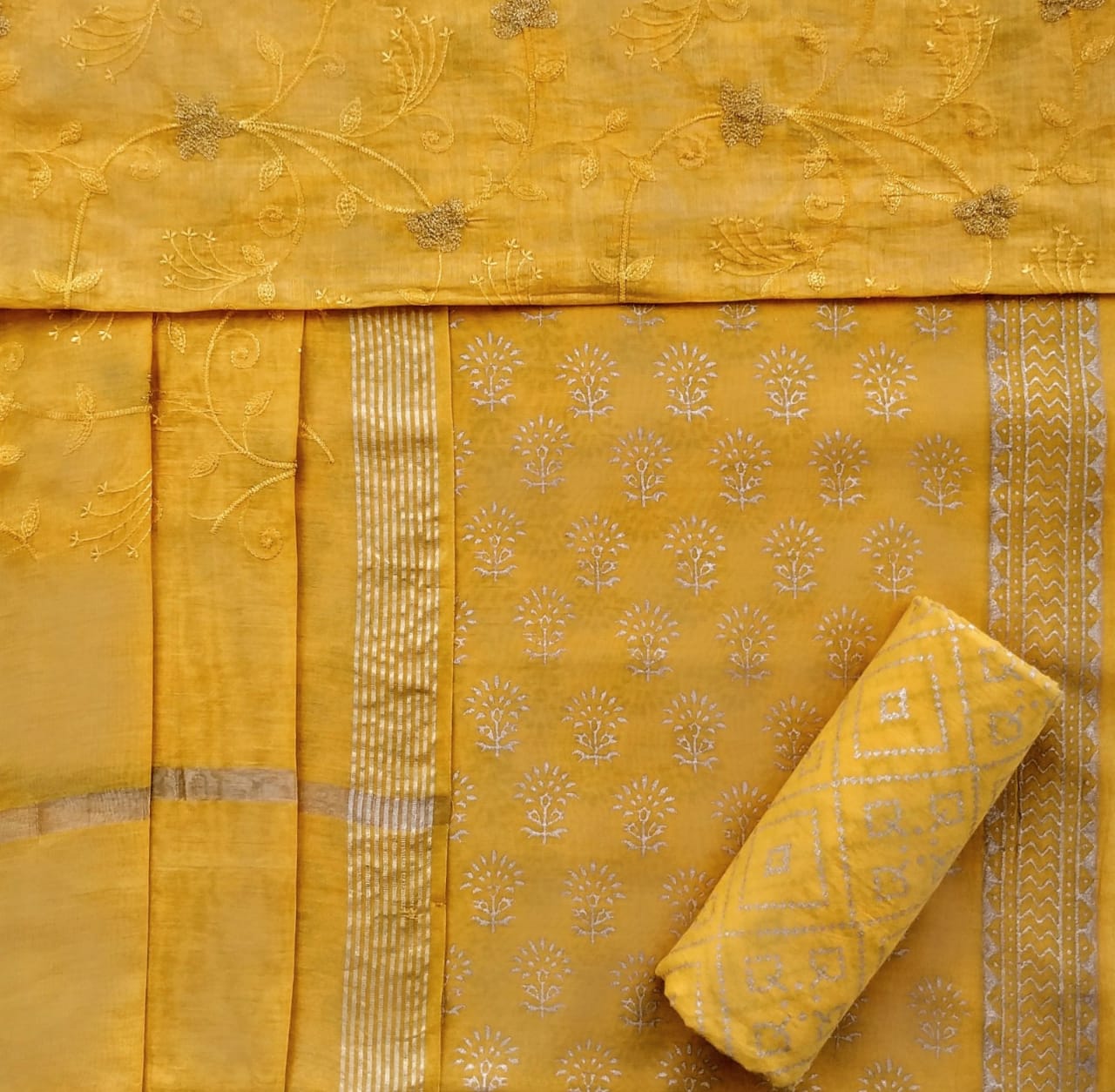 Shop unstitched chanderi silk suit with viscose dupatta (CHA600)