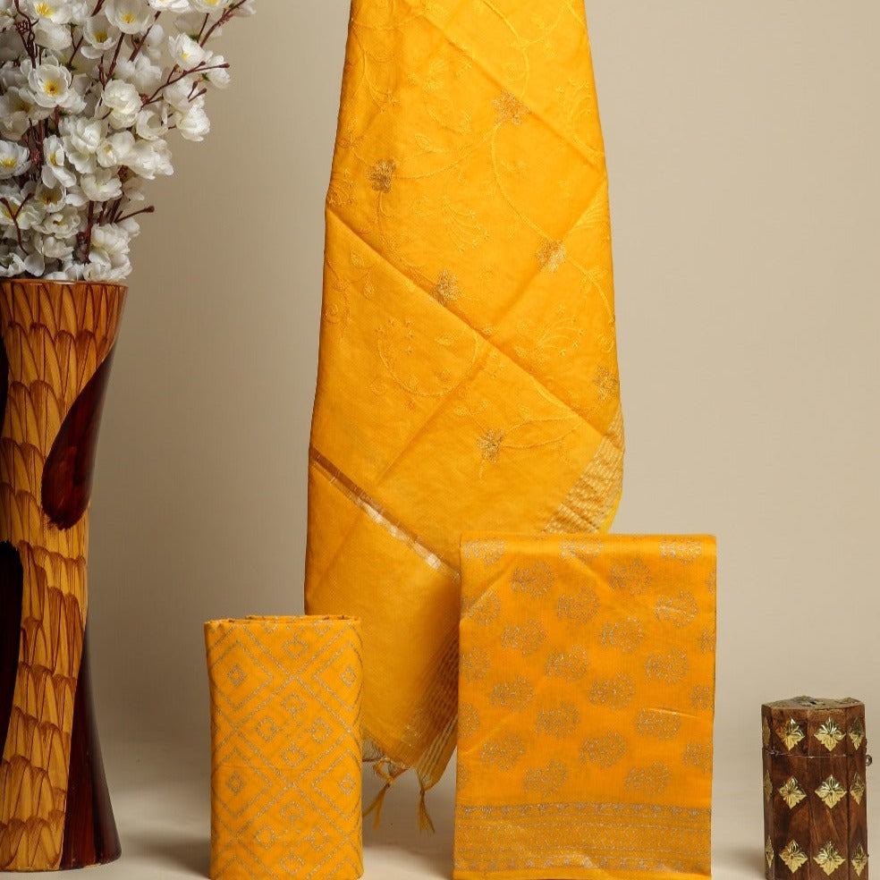 Shop unstitched chanderi silk suit with viscose dupatta (CHA600)