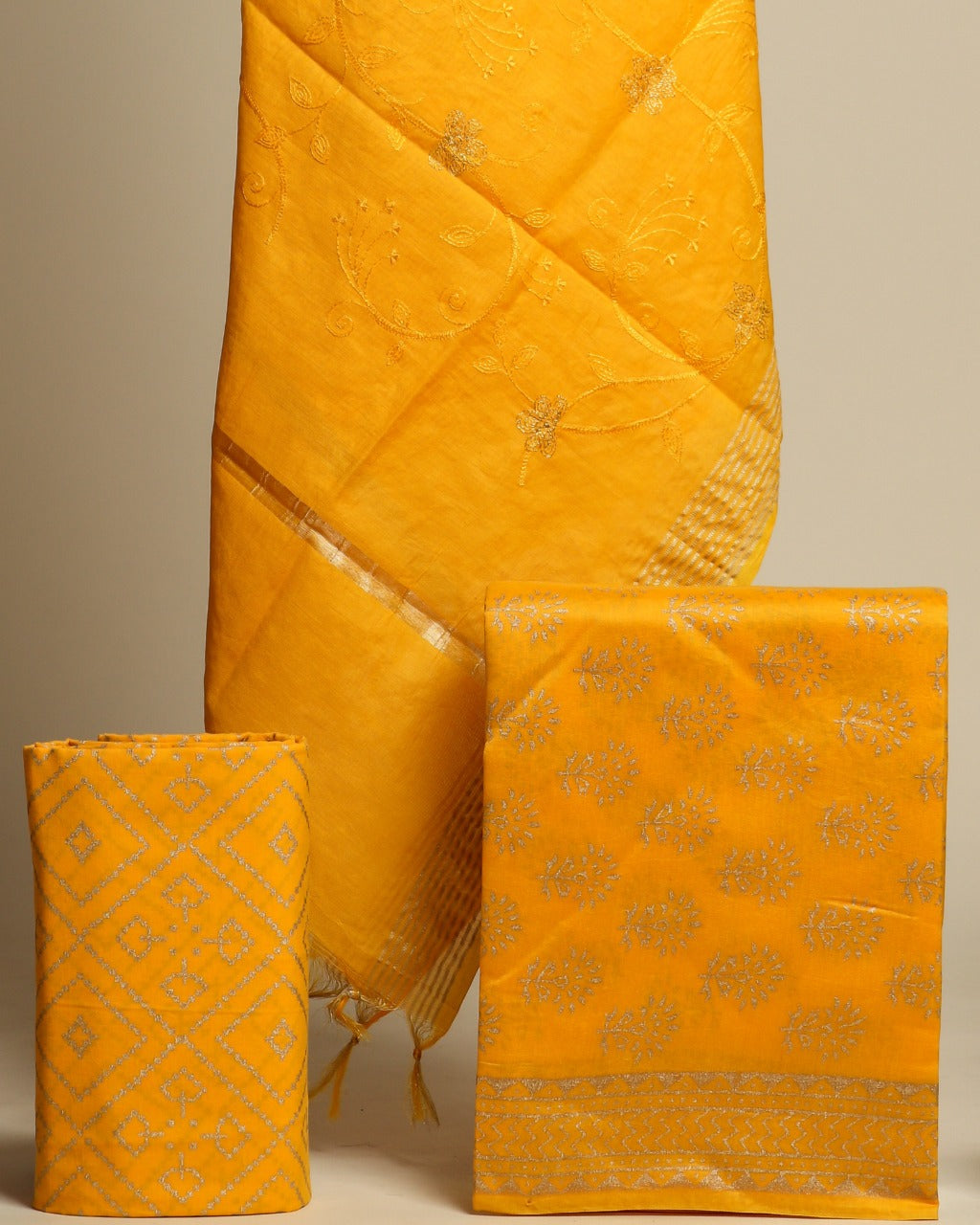 Shop unstitched chanderi silk suit with viscose dupatta (CHA600)