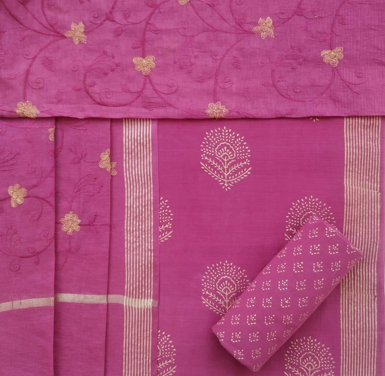 Shop unstitched chanderi silk suit sets (CHA601)