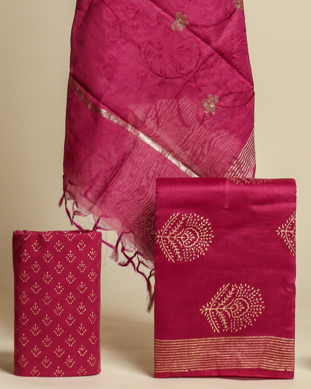 Shop unstitched chanderi silk suit sets (CHA601)