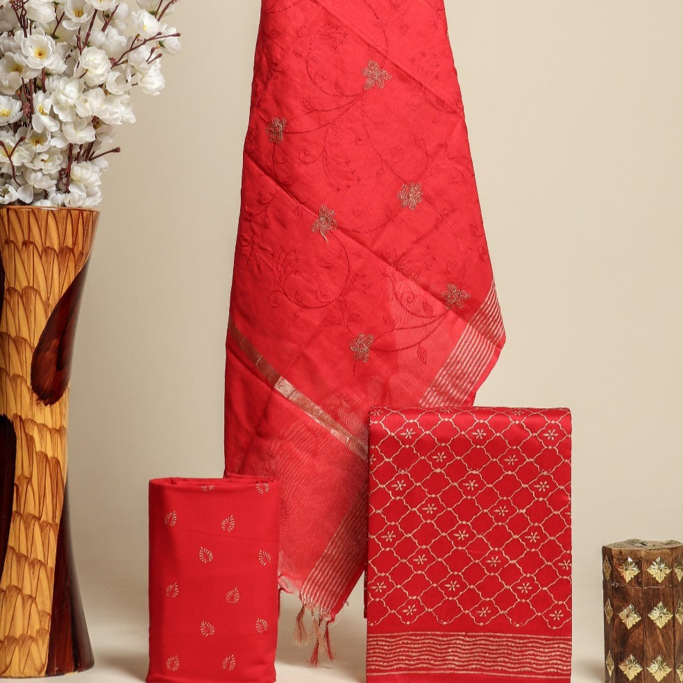 Shop chanderi silk suit sets online shopping (CHA602)