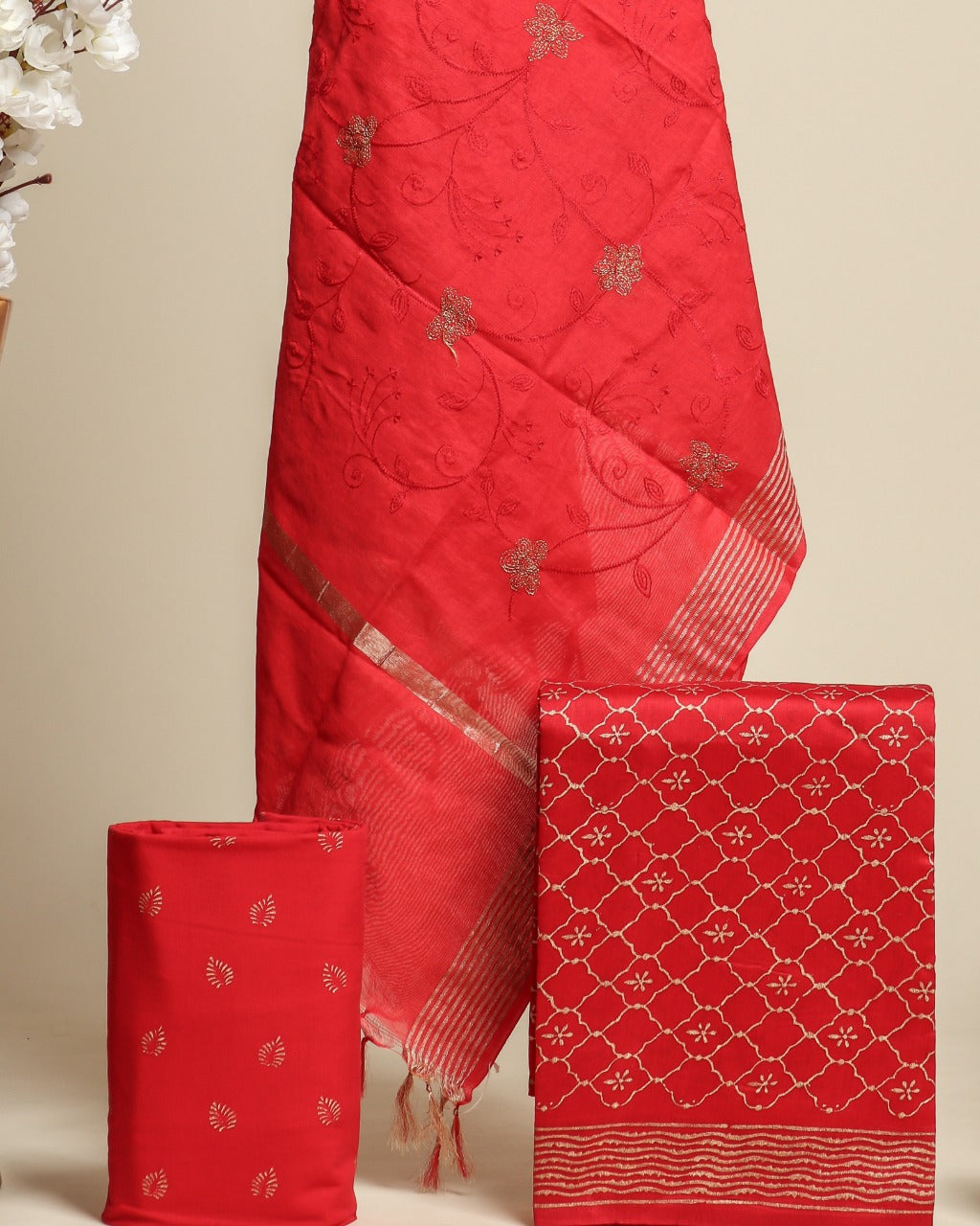 Shop chanderi silk suit sets online shopping (CHA602)