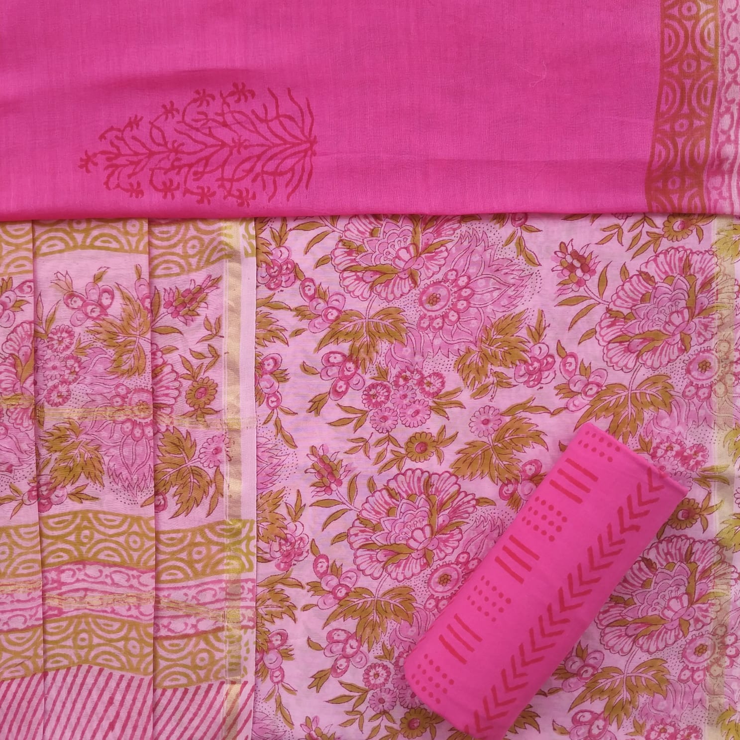 Shop unstitched chanderi silk suit sets (CHA623)