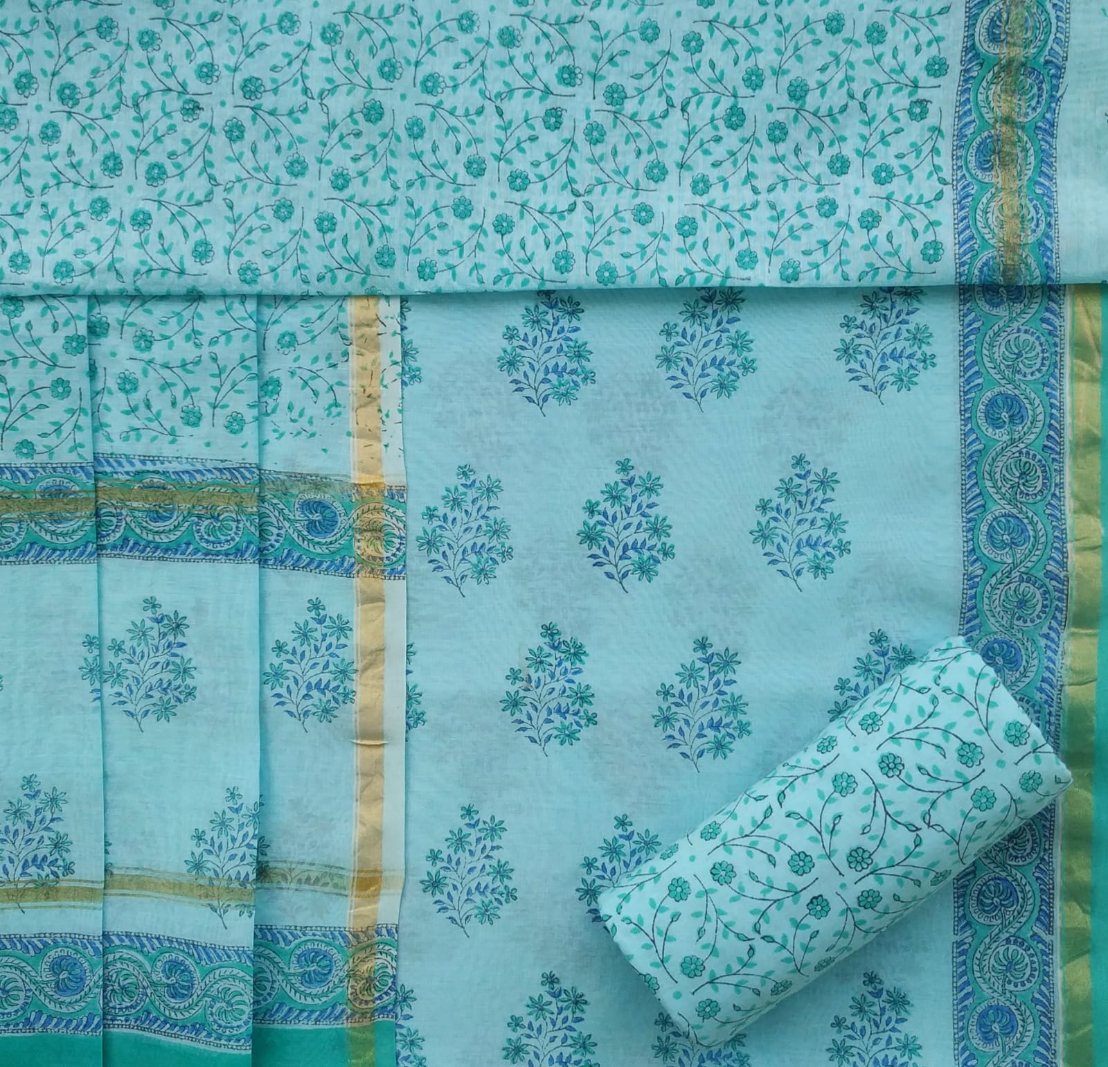 Shop unstitched chanderi silk suit sets online (CHA625)