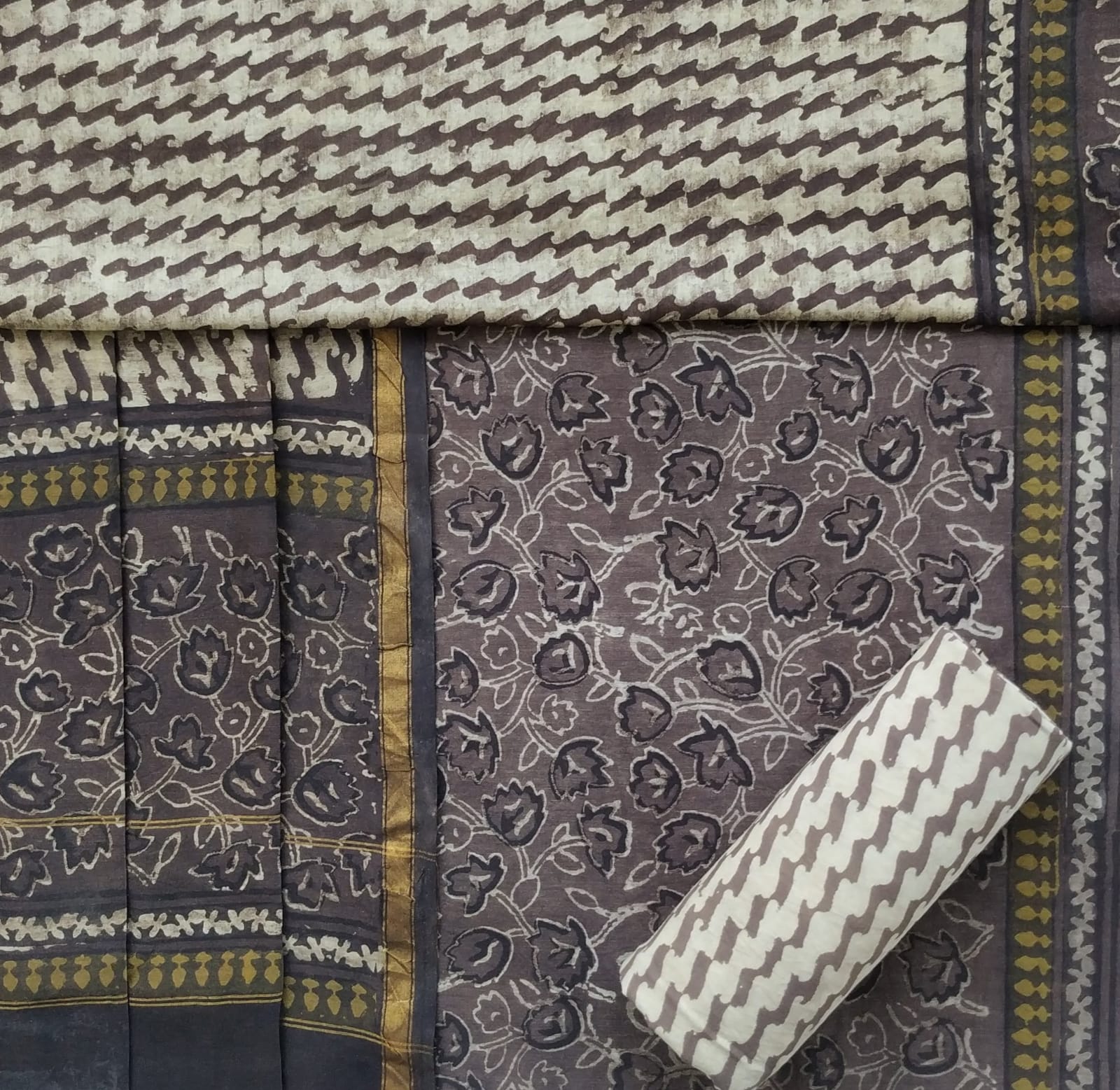 Designer Print Chanderi Silk Suit Set (CHA633)