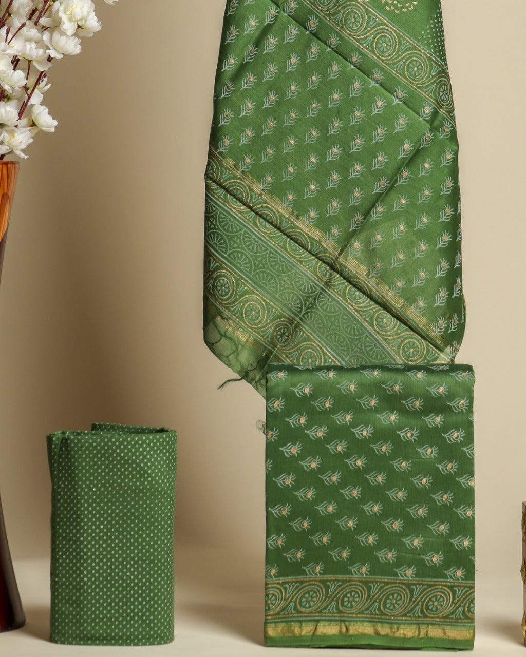 Shop unstitched chanderi silk suit material (CHA659)