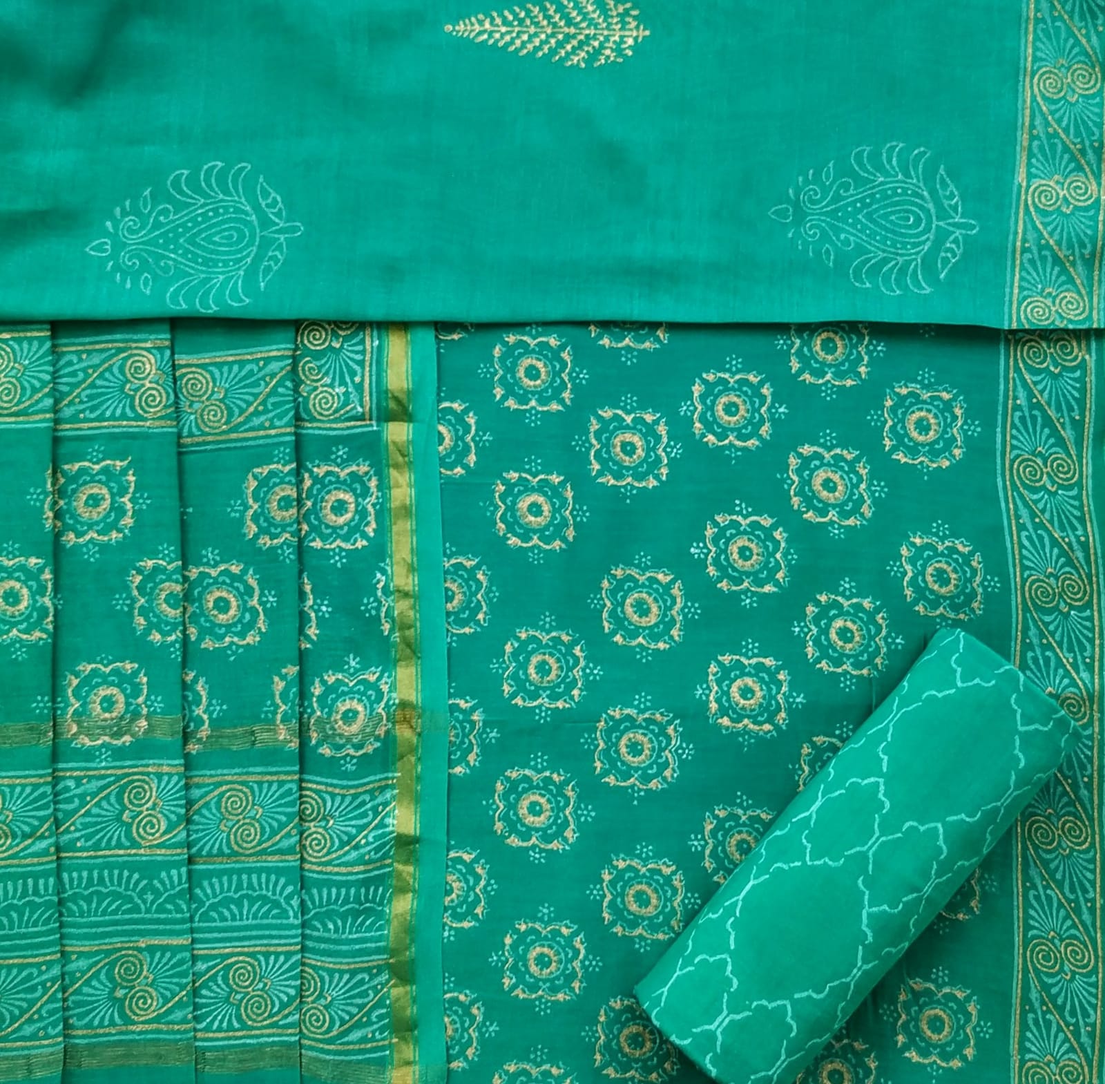 Shop unstitched chanderi silk suit set (CHA665)