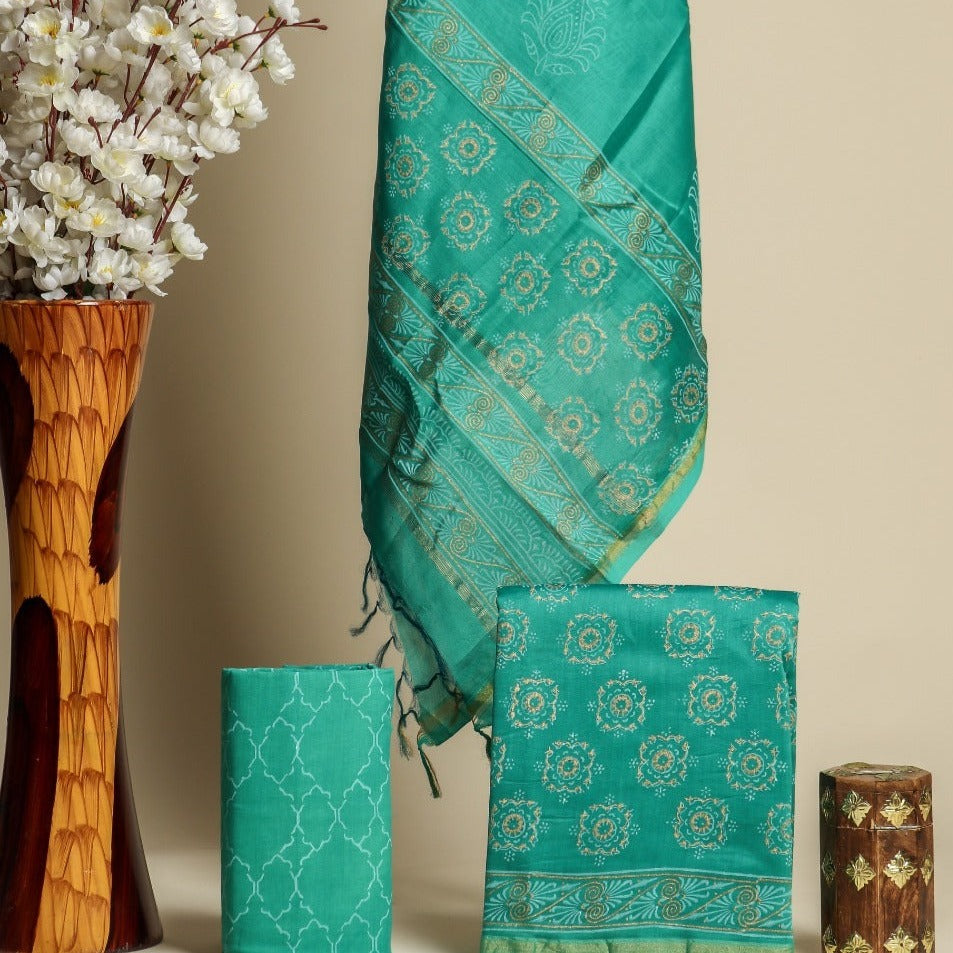 Shop unstitched chanderi silk suit set (CHA665)