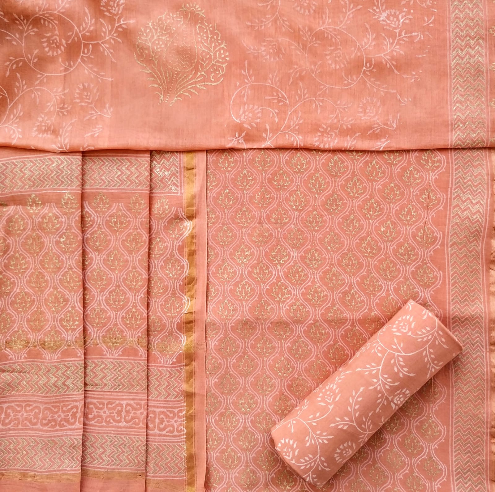 Shop jaipuri print chanderi silk suit sets (CHA669)