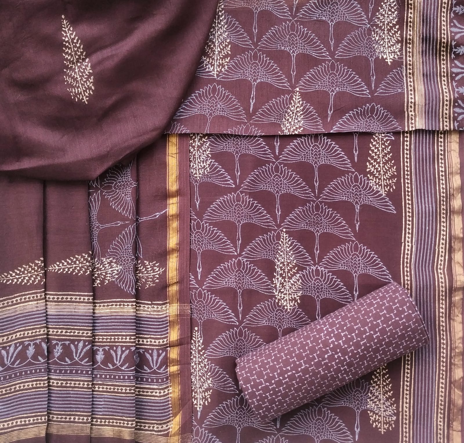 Shop unstitched chanderi silk suit sets (CHA673)