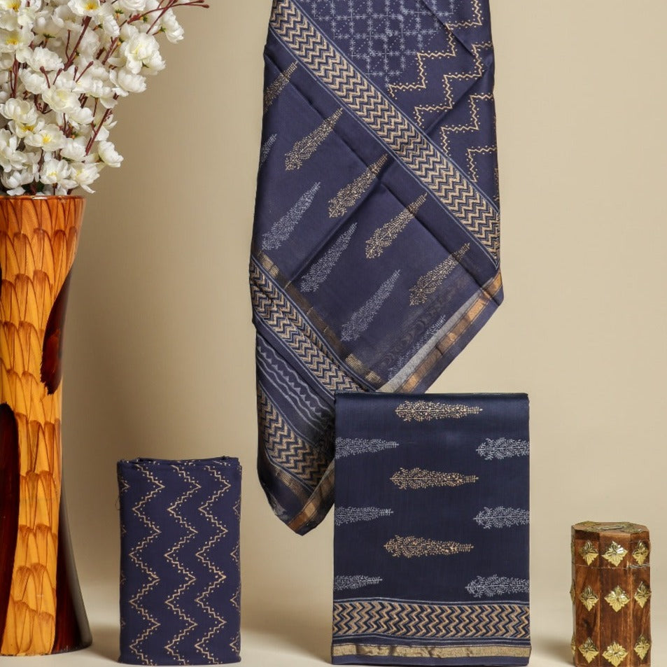 Shop unstitched chanderi silk suit sets (CHA674)