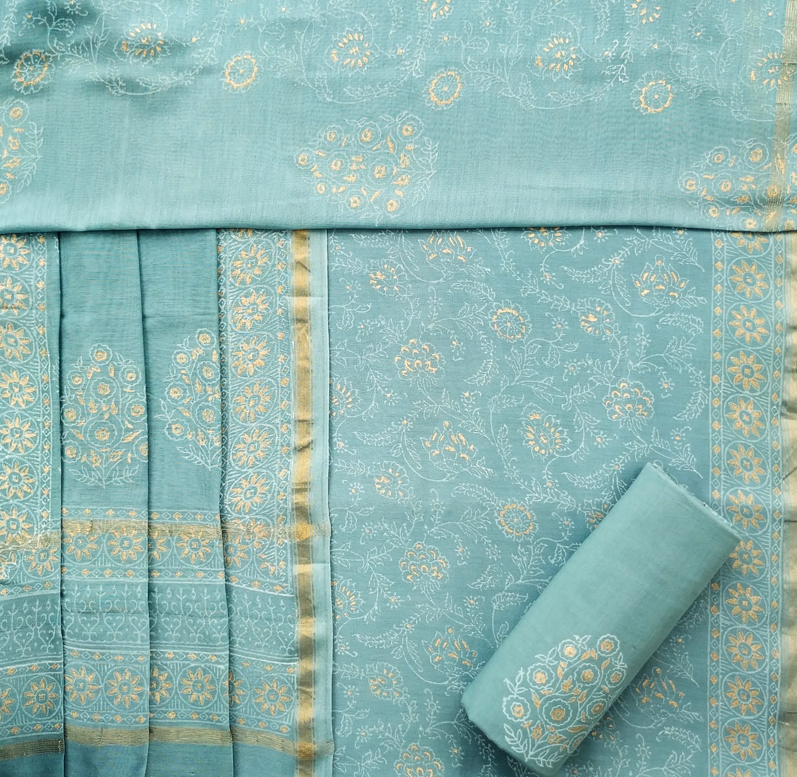 Shop jaipuri print chanderi silk suit sets (CHA676)