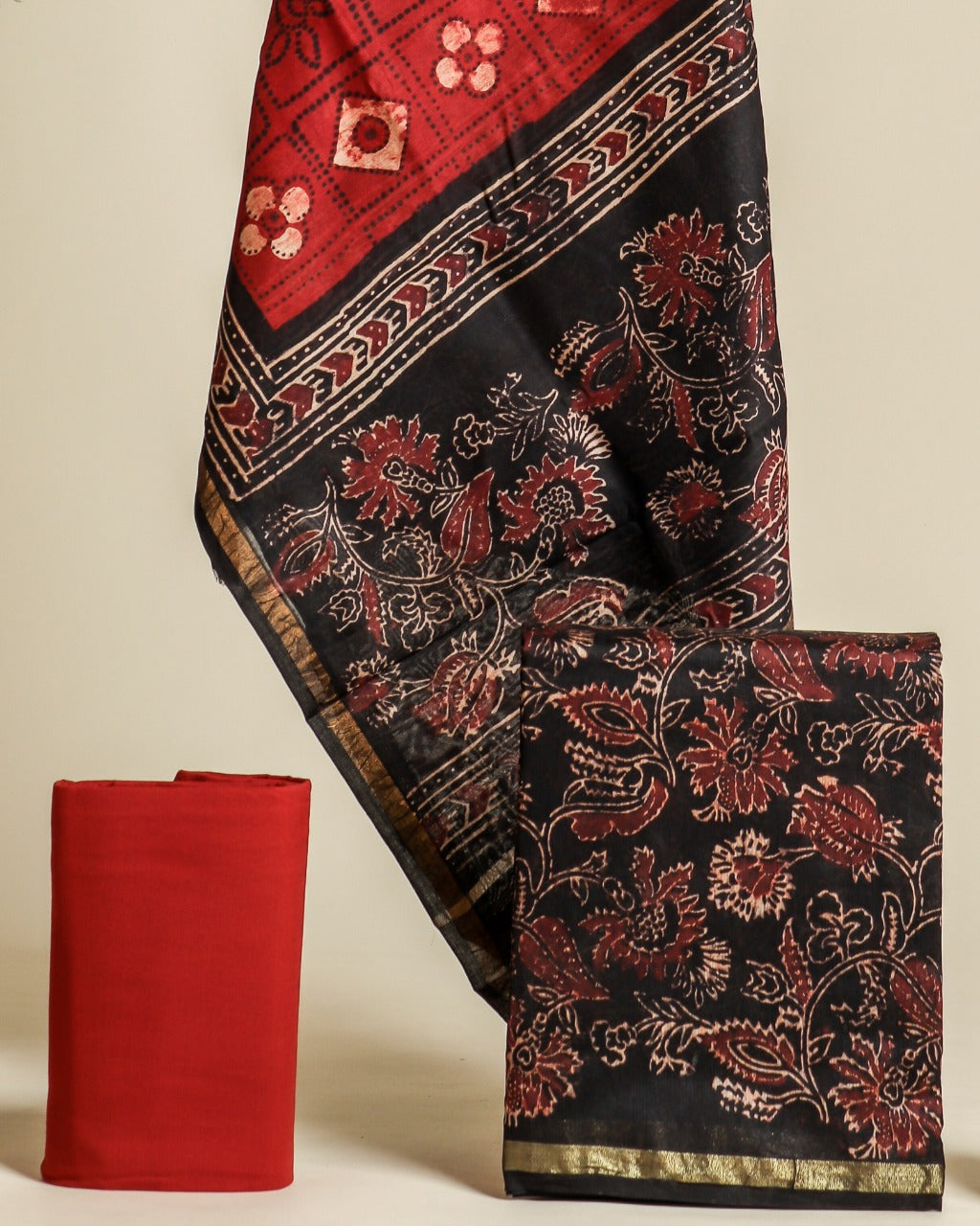 Shop ajrak print chanderi silk suits in jaipur (CHA680)